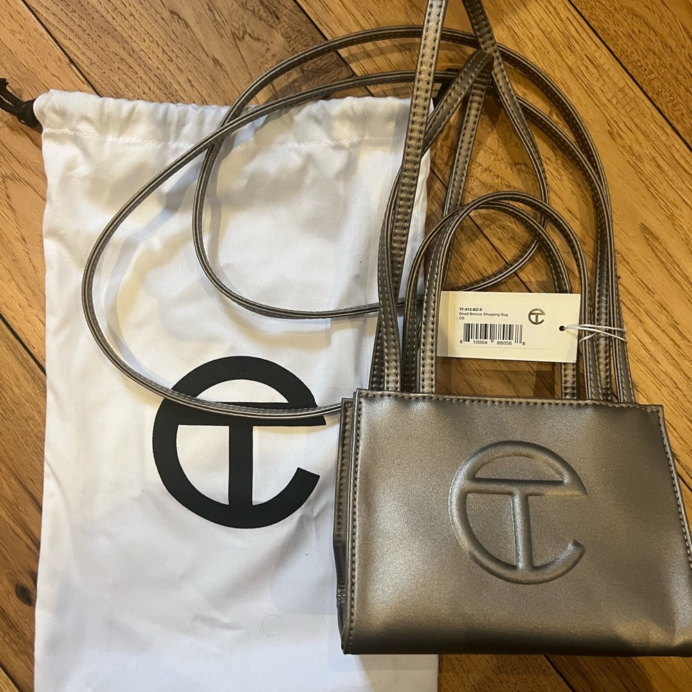 Telfar small bronze shopping bag
